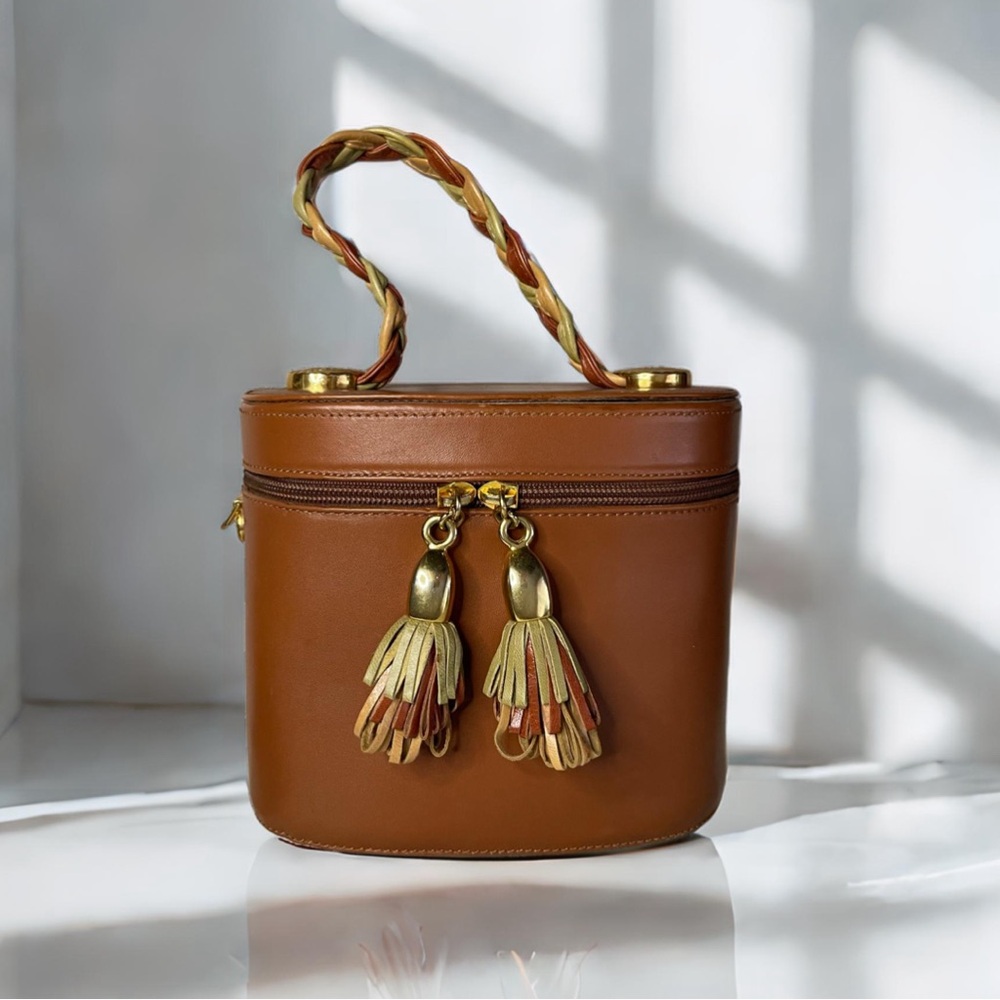 Vintage Valentino Orlandi Cognac Leather Handbag | Mint Condition Made in Italy